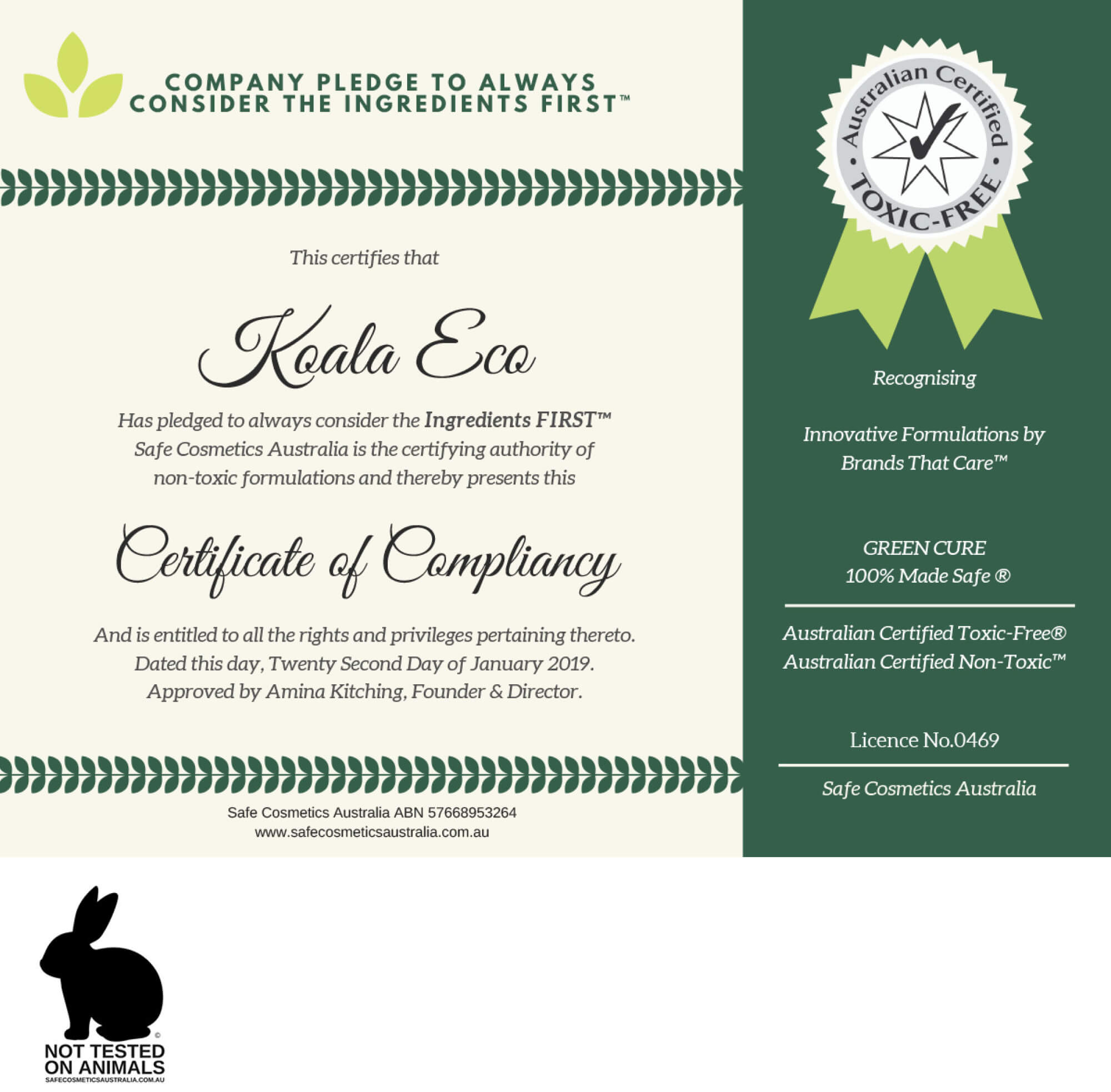 This certifies that Koala Eco
